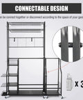 Connectable design Garage Ready Golf Bag Storage Rack That Holds 3 Bags Up High With An Upper Shelf And 4 Removable Hooks