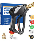Beast Mode 5000 PSI Pressure Washer Gun With 360 Swivel Inlet Ergonomic Short Spray Gun With Nozzle Tips