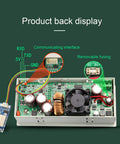 Back view of XY6008 CNC DC Regulated Power Supply showing connections and components, with detailed labels.