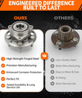 Comparison of front and rear wheel hub bearing assembly with ABS 5 lug direct fit for Chevy Equinox Impala Malibu against competitor