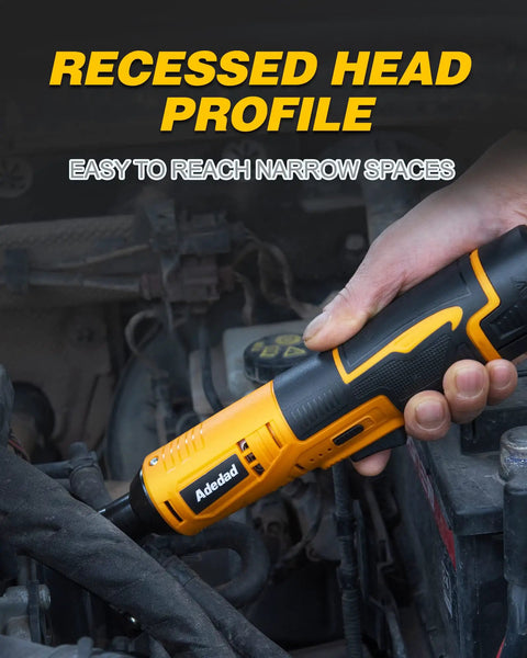 Using Cordless 3/8 Inch Ratchet Wrench Set With 40 Ft-Lbs Torque, 400 RPM, 12V Battery in narrow engine space.