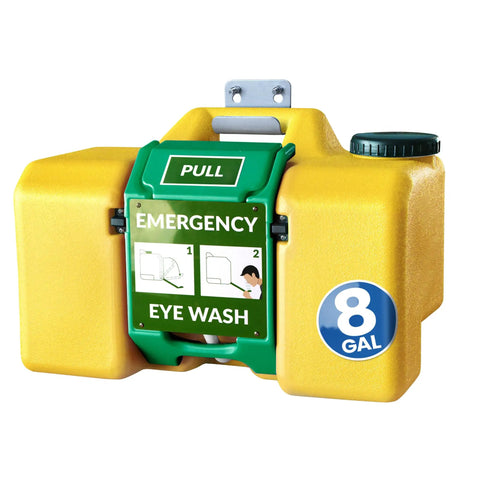 8 Gallon Portable Eye Wash Station With Wall Mount OSHA Compliant Emergency Eyewash With Mirror And Dual Spray Nozzles Quick Rinse