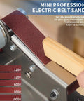 Mini Belt Sander Machine Tool With Polishing And Grinding Wheels Adjustable Worktable 7-Speed Varying From 4000 To 9000 Rpm precision sanding wood with sanding belt.