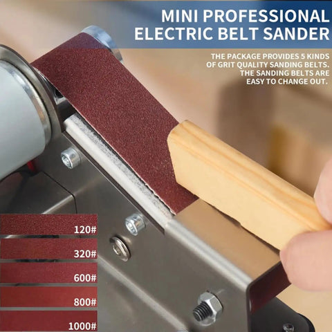 Mini Belt Sander Machine Tool With Polishing And Grinding Wheels Adjustable Worktable 7-Speed Varying From 4000 To 9000 Rpm precision sanding wood with sanding belt.