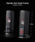 GS550 2.0 Channel Desktop PC Gaming Speakers Bar with USB power, 3.5mm cable, headphone jack, red backlit, size 7.3x2.7 inches