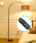 2 Pack Inline Lamp Dimmer Switch With Smooth Rotary Dial Gives You Total Glow Control For Table Floor Lights And Pendants Fits Dimmable Led Cfl And Halogen Bulbs Straight Shot Plug In Cord Upgrade For Home Or Office, highlighting the dimmer near a floor lamp.