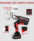 Heavy Duty Cordless Electric Wire Cable Crimping Tool Boasts 60KN Torque And Brushless Muscle Built Like A Tank with ergonomic design and OLED display.
