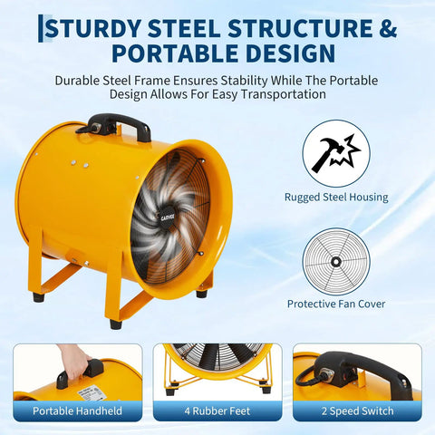 Heavy Duty 16 Inch Air Mover Blower Fan With 5500 CFM High Speed And 3500 CFM Low Speed Industrial Exhaust Fan Portable