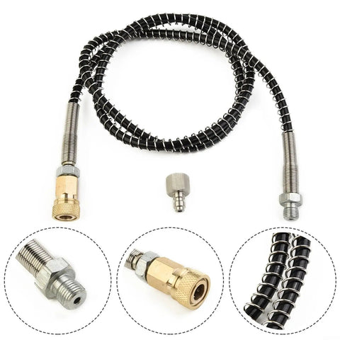 4500 PSI DN2 Microbore Hose 36 Inch Long Fast Fill Quick Connect Air Hand Pump Charging, black steel ends