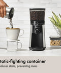 Barista Grade Conical Burr Electric Coffee Grinder With 12 Oz Capacity, 15 Grind Settings Plus Micro Adjustments on counter