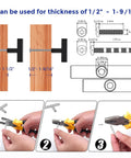 Diagram showing installation of 10 Pack Black Square Bar Cabinet Knobs 2 Inch Matte Black Single Hole Kitchen Cabinet Pulls