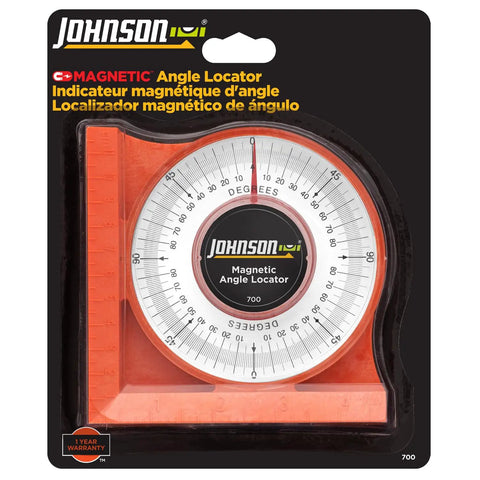 Image of Magnetic Angle Locator Tool Pro Grade For 0 To 90 Degree Increments In Four Quadrants With Clear Acrylic Lens, Ceramic Magnet Grips Metal Surfaces, Built Tough Orange Body For Framing, Carpentry And DIY Projects in packaging.
