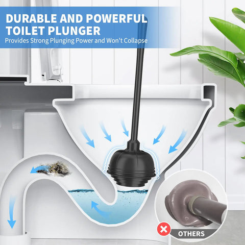 Illustration of Heavy Duty Toilet Plunger And Brush Set With Holder 2 In 1 Bathroom Cleaning Kit With Modern Caddy Stand in action