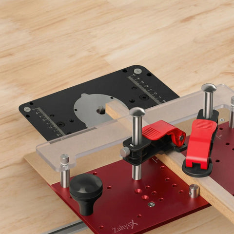 Pro Grade Precision Coping Sled for Router Table Rail Guide with safety features in use on a wooden surface