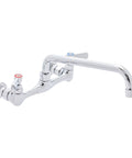 No Lead 8 Inch Center Wall Mount Kitchen Sink Faucet With 10 Inch Swivel Spout Dual Lever Handles Brass Body Chrome Polished Finish NSF Certified Built To Last Heavy Duty Commercial Grade Utility Tap