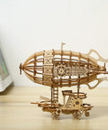 Epic 3D Wooden Airship Puzzle Kit For Adults on shelf, showcasing detailed miniature ship construction, wood model decor gift.