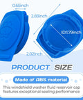 OEM 3Q0955455 Windshield Washer Fluid Cap for Volkswagen, blue ABS material, dimensions shown with annotations.
