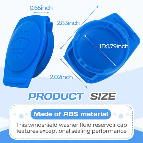 OEM 3Q0955455 Windshield Washer Fluid Cap for Volkswagen, blue ABS material, dimensions shown with annotations.