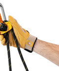 Hand holding Pro Grade Progress Adjustable Positioning Lanyard 5M For Fall Safety Built For Worksites Meets EN 358 ANSI Z359.3 CSA Z259.11 EAC