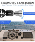 Dual Trim and Jack Plate Switch With Fingertip Blinker Style Bezel Control for Marine Helm shown with ergonomic design