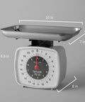Old School Analog Kitchen Scale With Tare Function Mechanical Food Scale 22 Lb Capacity Multicolor Dial front view