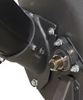 Powerful 1.5 HP Corded Electric Wood Chipper close-up of sturdy metal motor assembly and attachment bolts for durability