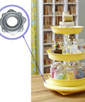 Heavy Duty Lazy Susan Hardware Set Featuring A 3 Inch Square Ball Bearing Swivel Plate With 120 Lb Capacity And Five Sixteenth Inch Thick Rotating Disc used in a multi-level craft organizer.