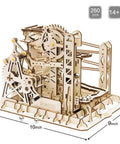 3D Wooden Puzzle Lift Coaster Set With Working Gears Marble Run Model Kit Roller Coaster Design for Adults and Teens 14+