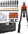 16 Inch Rivet Nut Tool Kit with 12 SAE and Metric Mandrels, 190 Rivet Nuts, Tool Free Quick Change Gun, Carrying Case, Gloves, Accessories