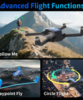4K GPS Drone With Camera For Adults, 5G WiFi FPV, demonstrating advanced flight functions including Follow Me, Waypoint, Circle Flight.