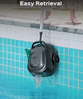 Easy retrieval of A1 Robotic Pool Cleaner With Dual Layer Filtration And Powerful Suction 130 Minute Runtime Cordless Pool Vacuum