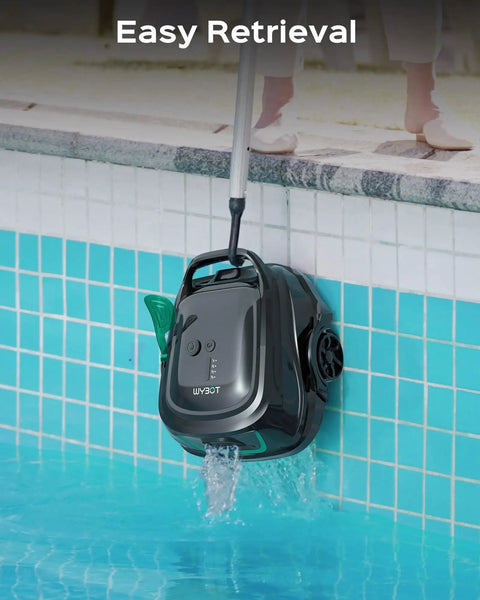 Easy retrieval of A1 Robotic Pool Cleaner With Dual Layer Filtration And Powerful Suction 130 Minute Runtime Cordless Pool Vacuum