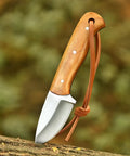 Five Point Five Inch Handmade Hunting Skinning Knife With Two Inch D2 Steel Fixed Blade And Three Point Five Inch Olive Wood Handle Premium Leather Sheath With Lanyard Hole EDC Bushcraft Camping And Survival Tasks
