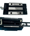 Plug And Play 25mm Square Bearing Linear Slider Block Pair with EV25 oil box, top and side view on HIWIN guide rail