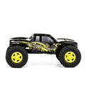 Juice Up Four By Four One Eighteen Scale RC Crawler Pro Brushless Power System Ready For Off Road Action, side view in yellow.