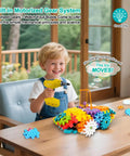 Child playing with STEM Gear Building Toys Set With 248 Pieces And Electric Drill at table, colorful gears visible