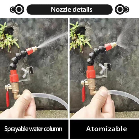 Pro Grade Dust Busting Misting System Water Sprayer nozzle detail, showing adjustable coolant spray pattern and hose connection.