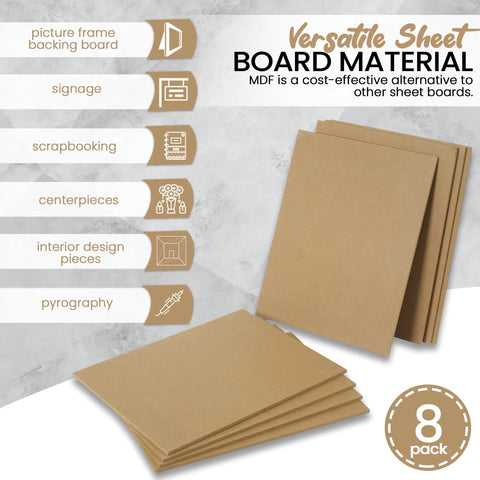 8 Pack Of 11 By 14 Inch Mdf Boards Exactly One Quarter Inch Thick With Pretty Dang Smooth Unfinished Sides And Solid Sanded Edges For Diy Carpentry Work You Gonna Absolutely Love, showcasing versatile MDF sheets for crafts.