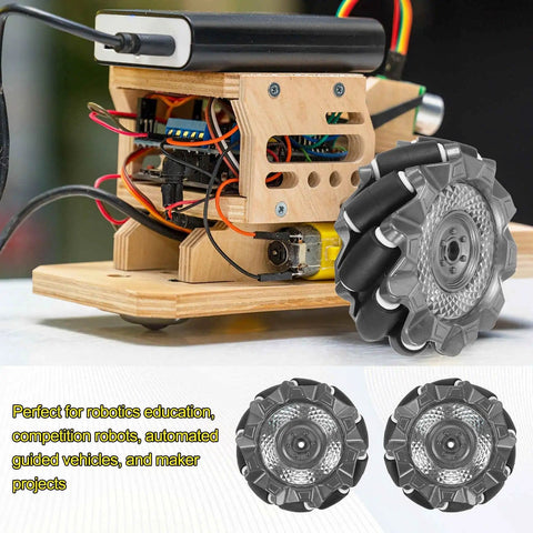 Omnidirectional Mecanum Wheel Set For Smart Robot Cars And DIY Models, 66mm ABS Rubber Wheels on a robot vehicle