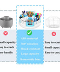 360 Degree Rotating Desk Organizer With 9 Deep Bins, 12 Inch Lazy Susan Turntable, removable bins, comparison chart, ABS material