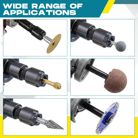 All In One 12 Piece Angle Grinder Extension Shaft Kit With 2 Straight Chuck Adapters, 3 Extension Rods, Flange Nut Sets