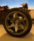 Heavy Duty Metal Brake Discs And Wheel Rim Kit For 1/10 On Road RC Cars, showing 12mm hex adapters in close-up view.