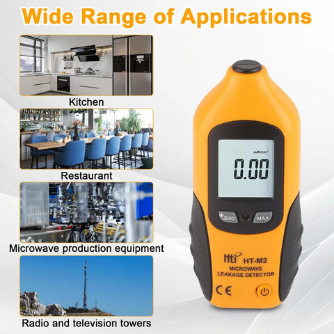 Microwave Tester With Digital LCD Display EMF Leakage Detector 2450 MHz For Home Oven Safety Testing Built In Alarm Alerts You When Radiation Levels Rise Yellow Battery Not Included, handheld with LCD