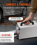 Hand holding Stud Welder Dent Repair Kit With 110V Auto Body Spot Welding Dent Puller and portable handle.