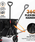 Collapsible Wagon With 330 Lbs Capacity, Extra Large 200L Cargo Space, flexible handle and triangular frame, black