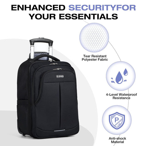 18.4 inch laptop backpack wheeled MATEIN Backpack, 18 with Wheels for High School or College, Rolling Travel Backpack, Carryon Trolley Luggage Suitcase a large exterior zipper pocket Rolling Backpack Carry On With