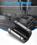 Open Type Linear Ball Bearings LM16UUOP 16mm Bore in CNC machine, showing double-sided rubber seals and steel construction for smooth motion