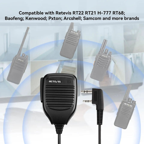 Shoulder Microphone For Two Way Radios Universal Walkie Talkie Mic With 2 Pin K Plug Compatible With UV5R 5RM 888S Kenwood