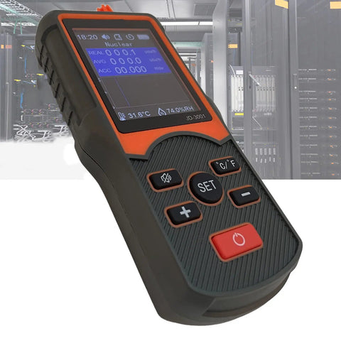 Handheld Nuclear Radiation And Electromagnetic Detector With Large Digital Display for industrial monitoring, front view.