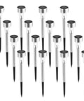 16 Pack Solar Outdoor Lights Pathway Stainless Steel Waterproof LED Landscape Lighting for Walkways Patio Lawn Yard Driveway Cold White Glow